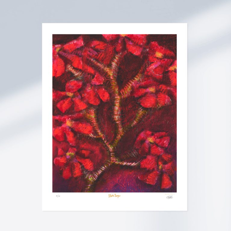 Oeuvre Fleurs Rouges en d'édition limitée par l'artiste Élie Miron
